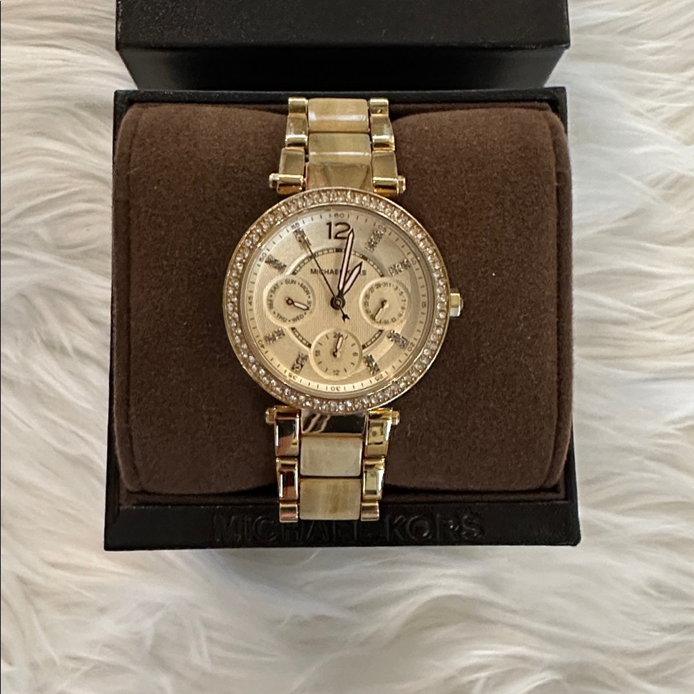 Michael Kors Gold-Tone Watch with Crystal Accents